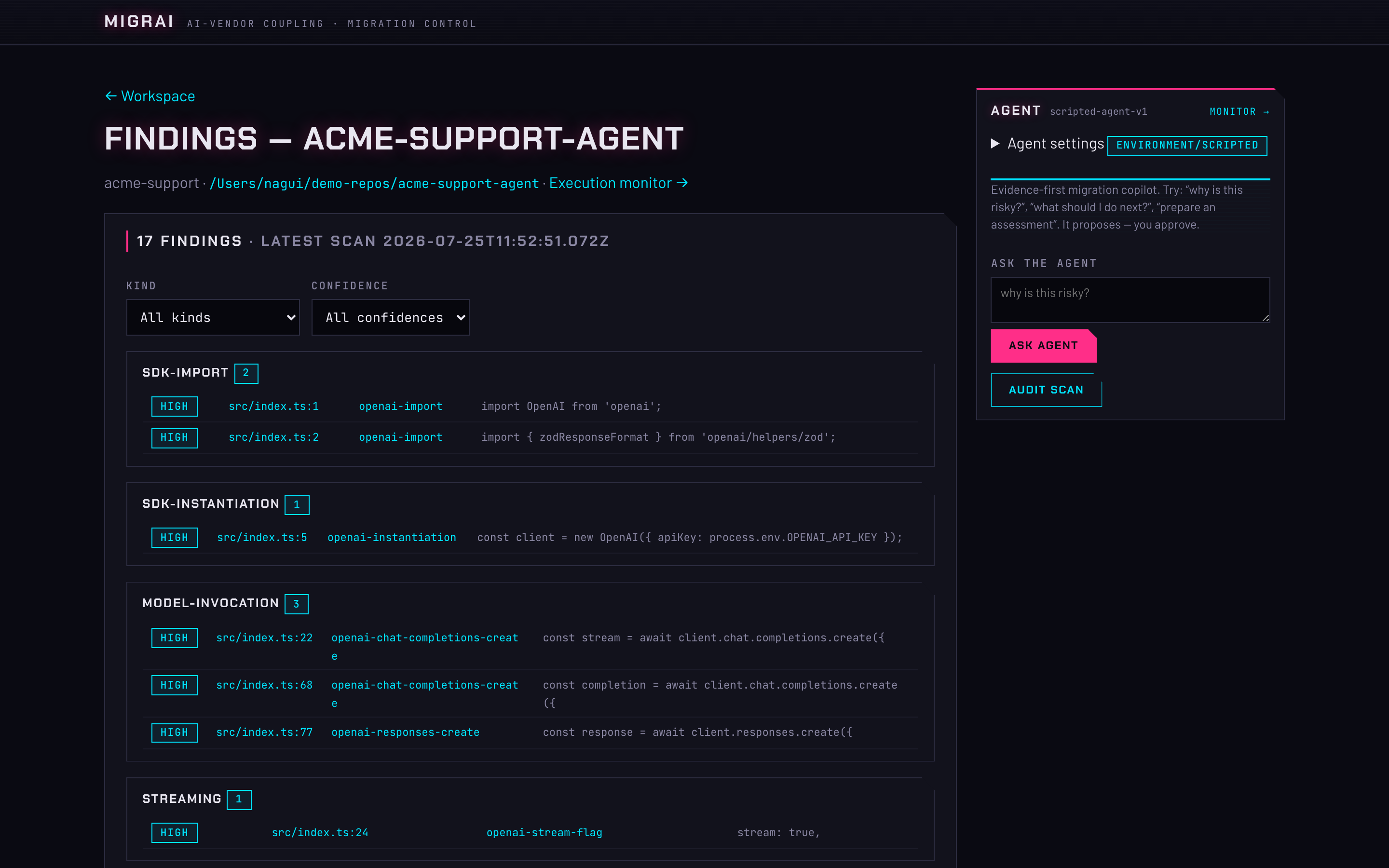 Migrai — product tour